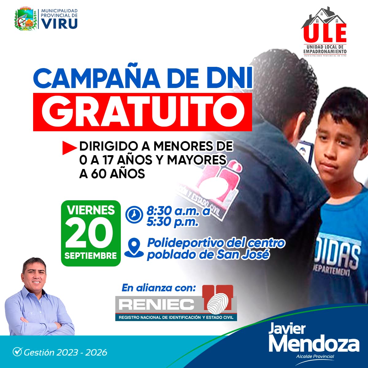 Campaña gratuita de DNI electrónico se organiza en la localidad de Virú.