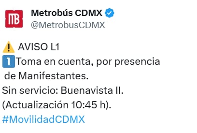 Avance en tiempo real de las diversas líneas de la red de transporte público capitalino.