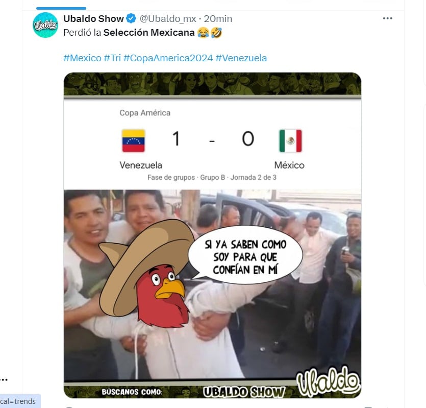 Estos son los mejores memes que dejó la derrota de la selección mexicana contra Venezuela en Copa América (Captura X)