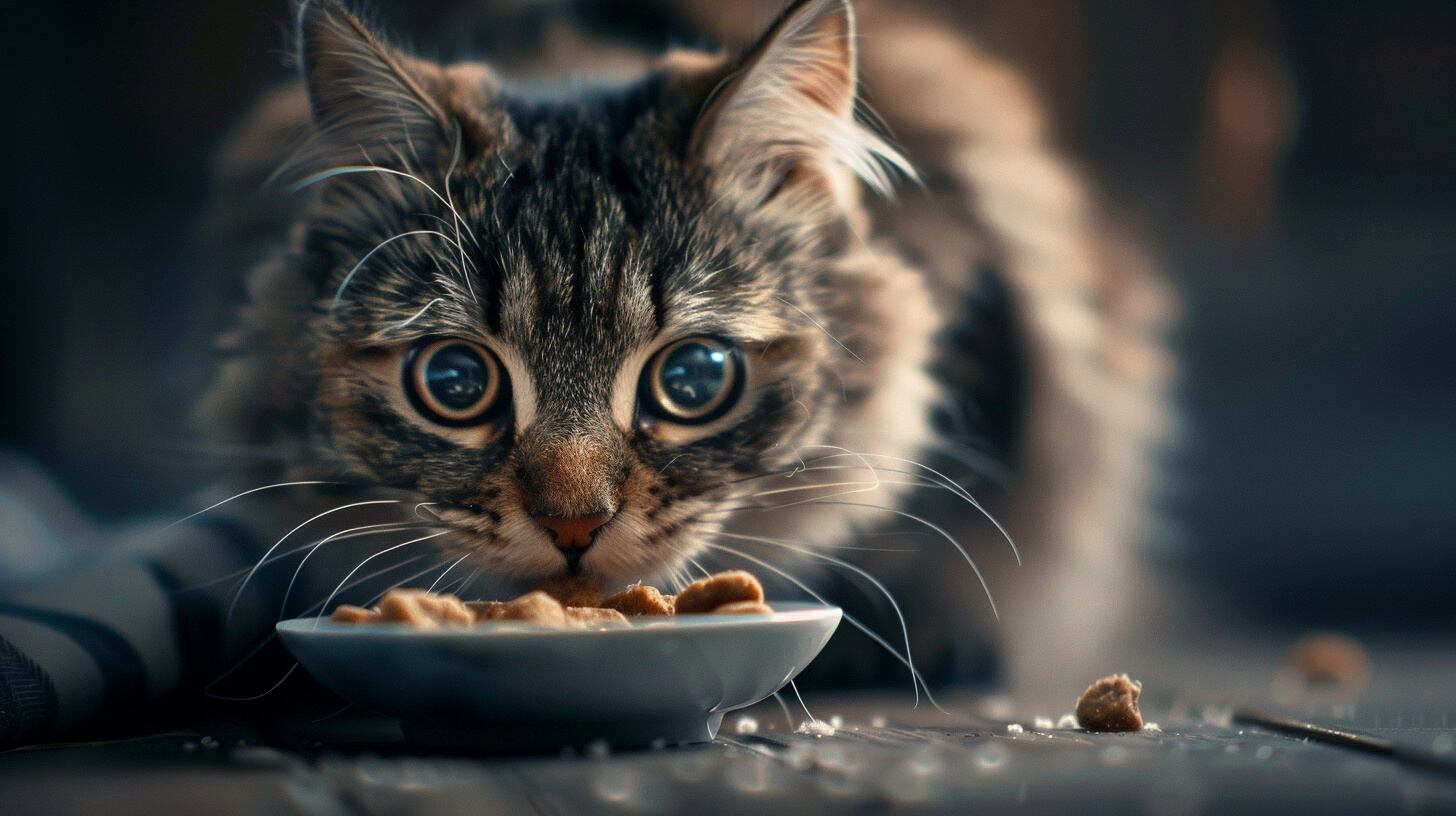 Gato alimentándose, mascota comiendo, golosina para gatos, snack nutritivo, gato devorando, hora de comer, placer felino - (Imagen Ilustrativa Infobae)