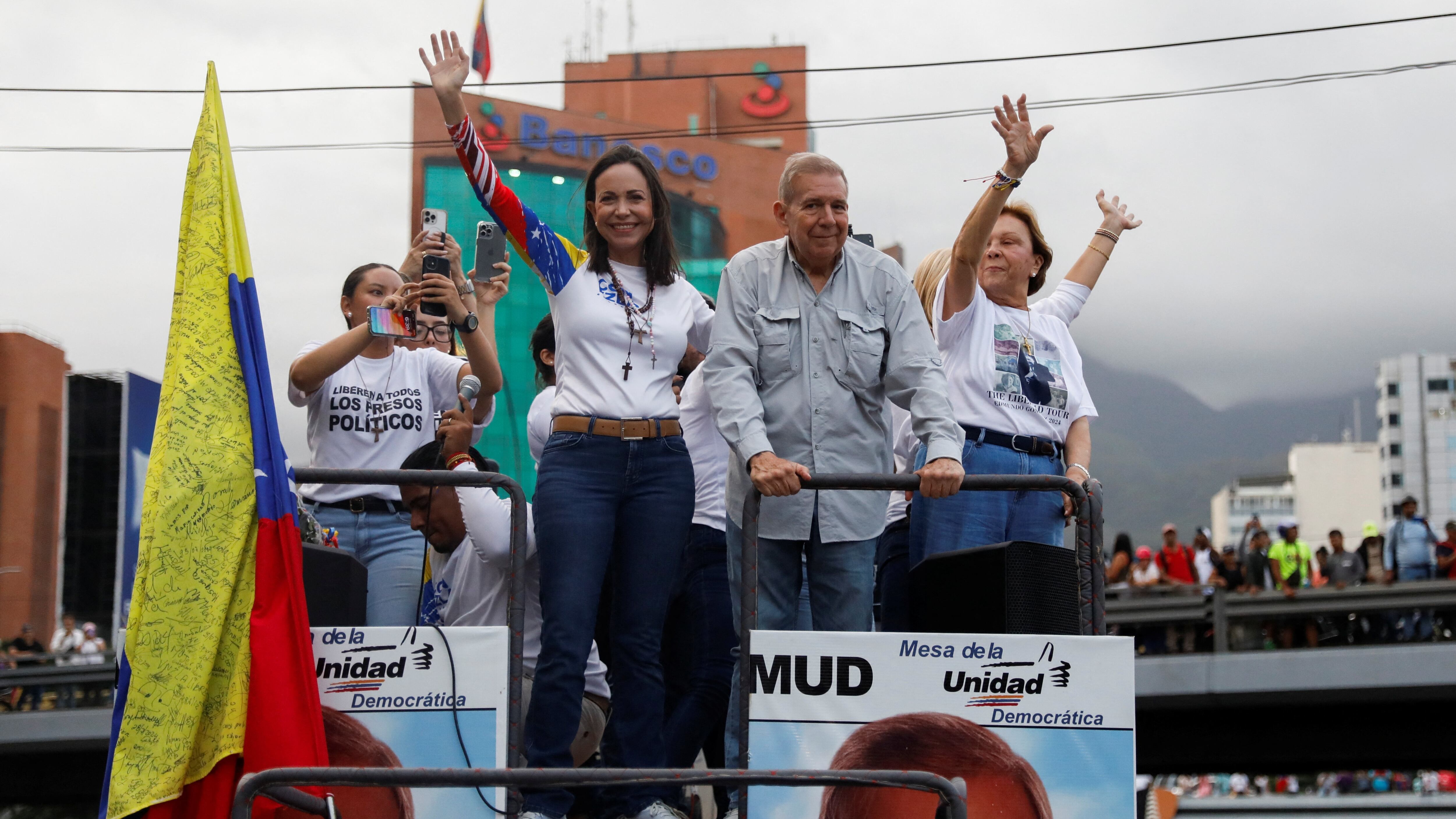 Venezuela's opposition presidential candidate Edmundo Gonzalez and opposition leader Maria Corina Machado campaign in Caracas