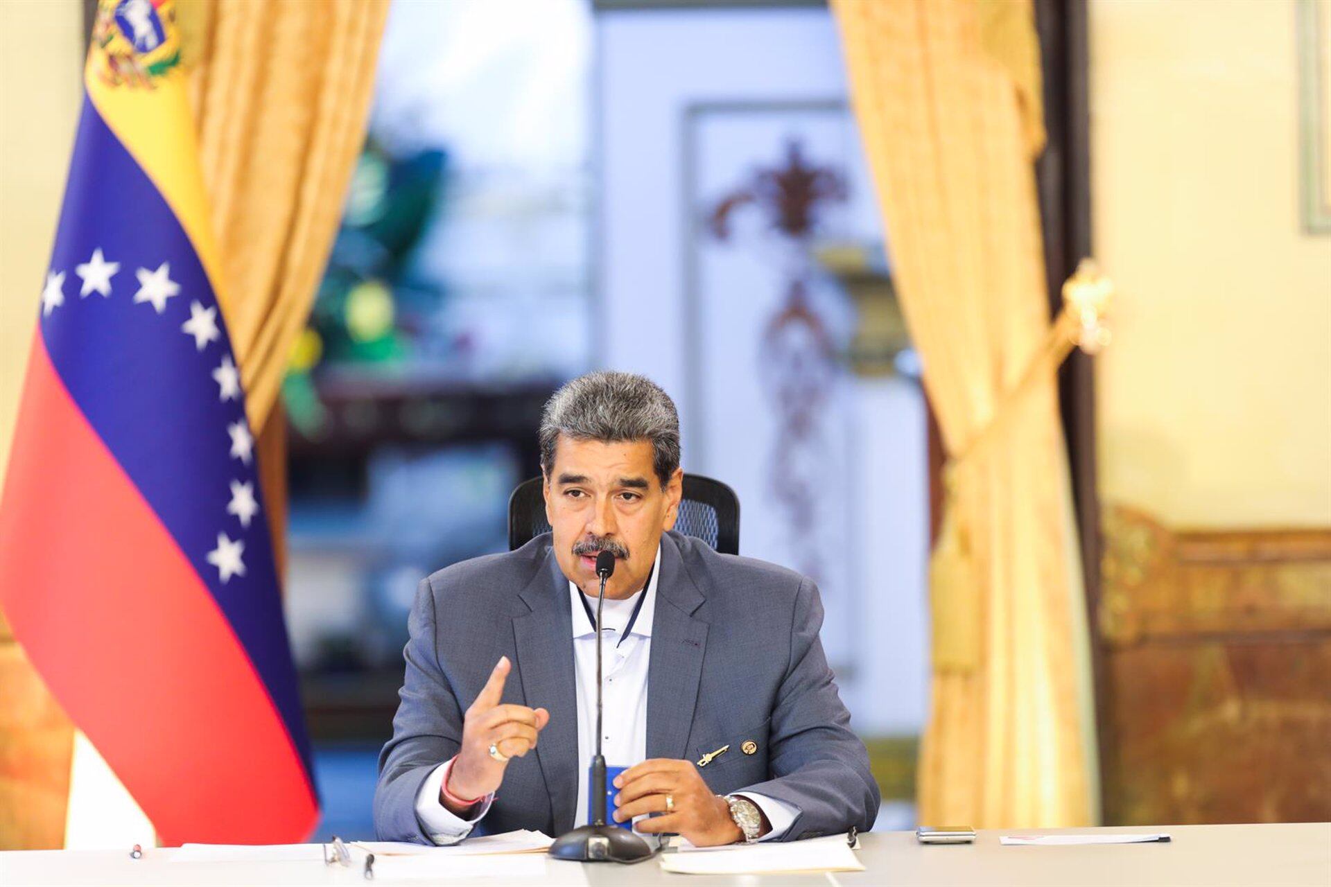 El dictador Nicolás Maduro, durante una conferencia en el Palacio de Miraflores (Europa Press)
