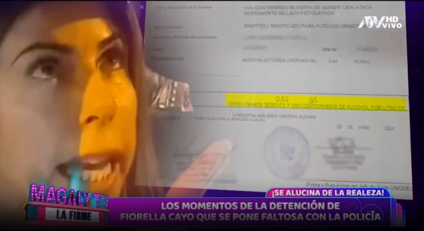 Fiorella Cayo desafía a la policía tras ser detenida por conducir ebria: “Ubícate, a mí no me vas a tratar así”. (Captura: Magaly TV La Firme)