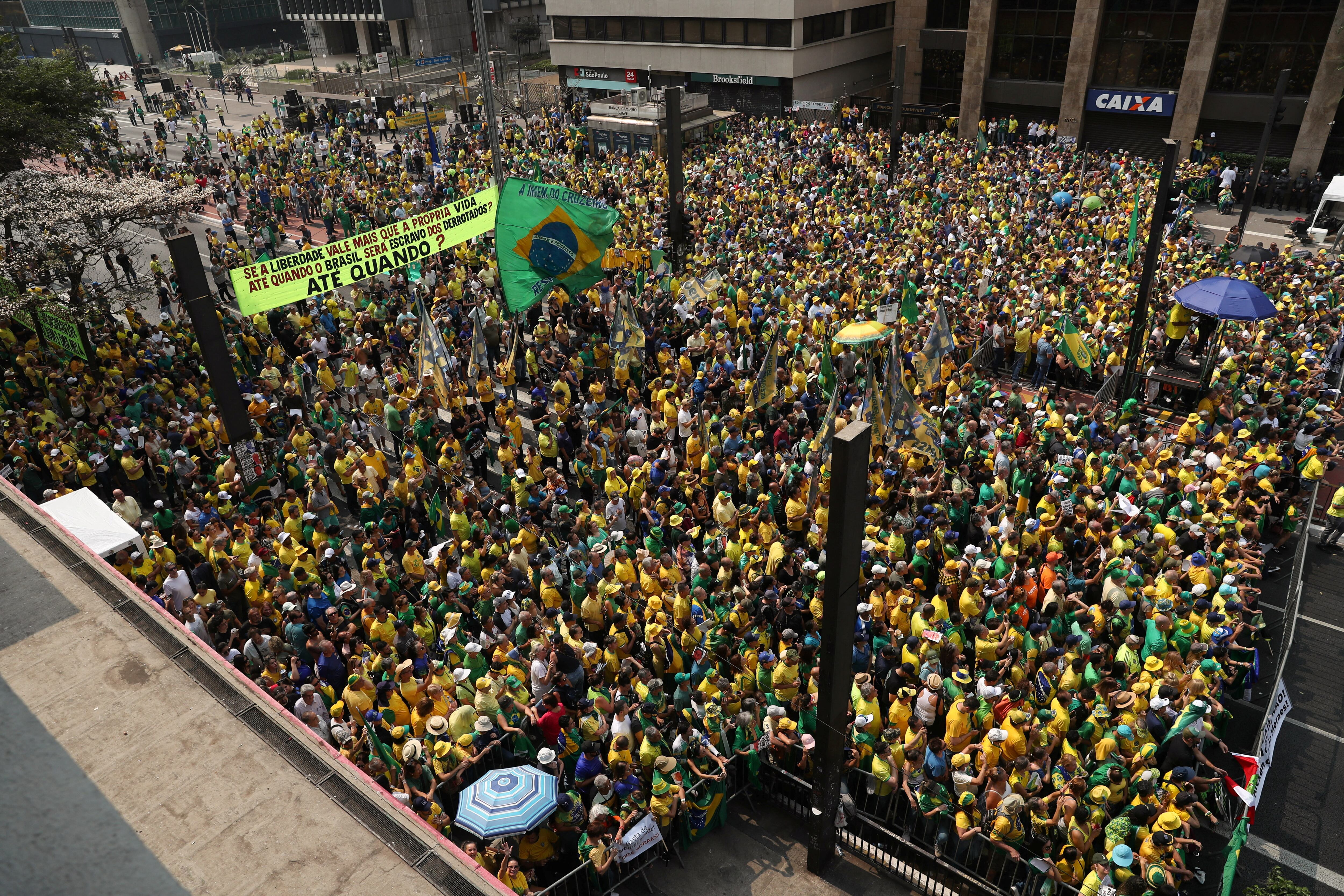 Protesta contra el Tribunal Supremo Federal (TSF) en la Avenida Paulista este 7 de septiembre de 2024 (REUTERS/Carla Carniel)