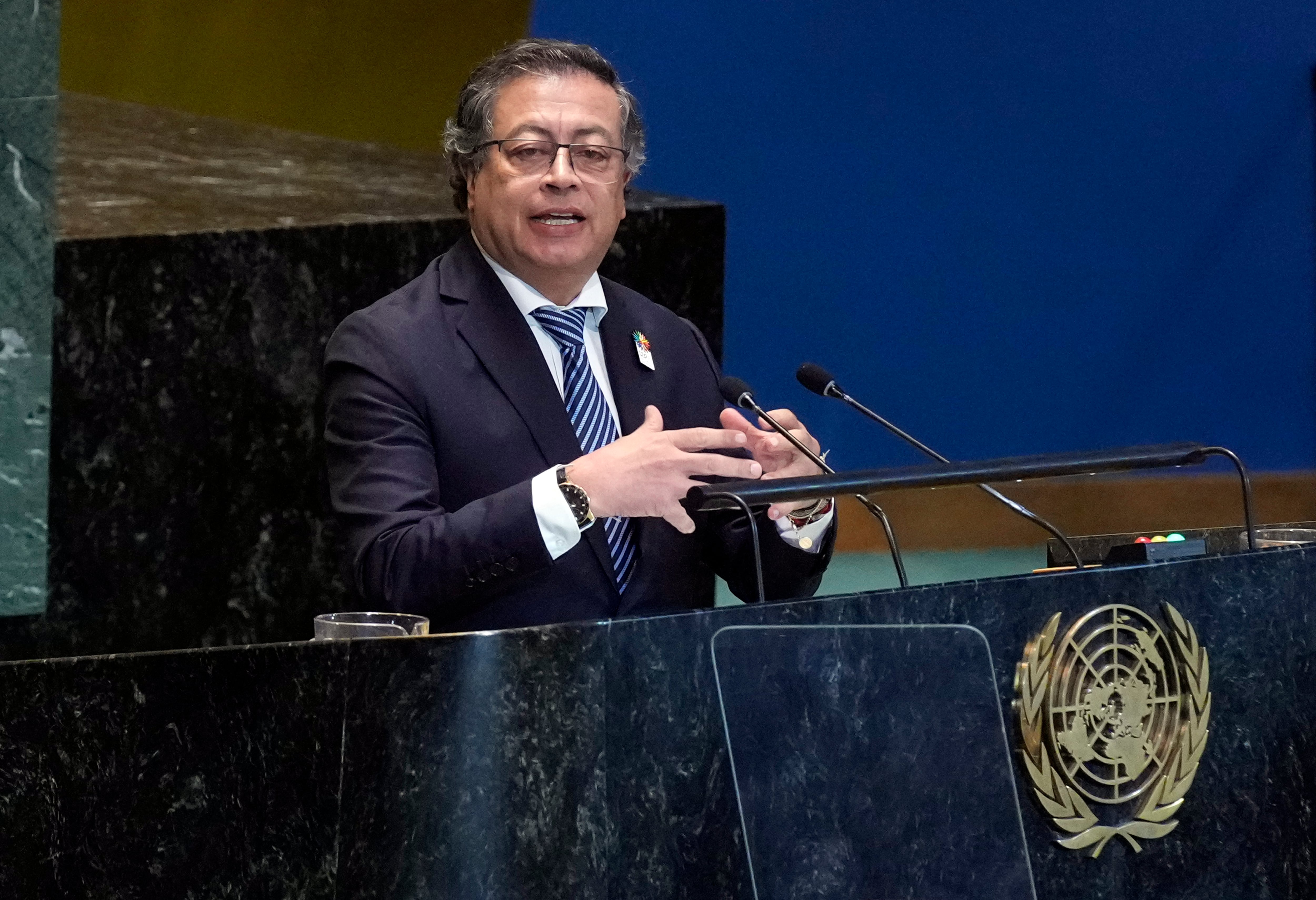 El presidente de Colombia Gustavo Petro en la Cumbre del Futuro, el lunes 23 de septiembre de 2024, en la Asamblea General de las Naciones Unidas. (AP Foto/Richard Drew)