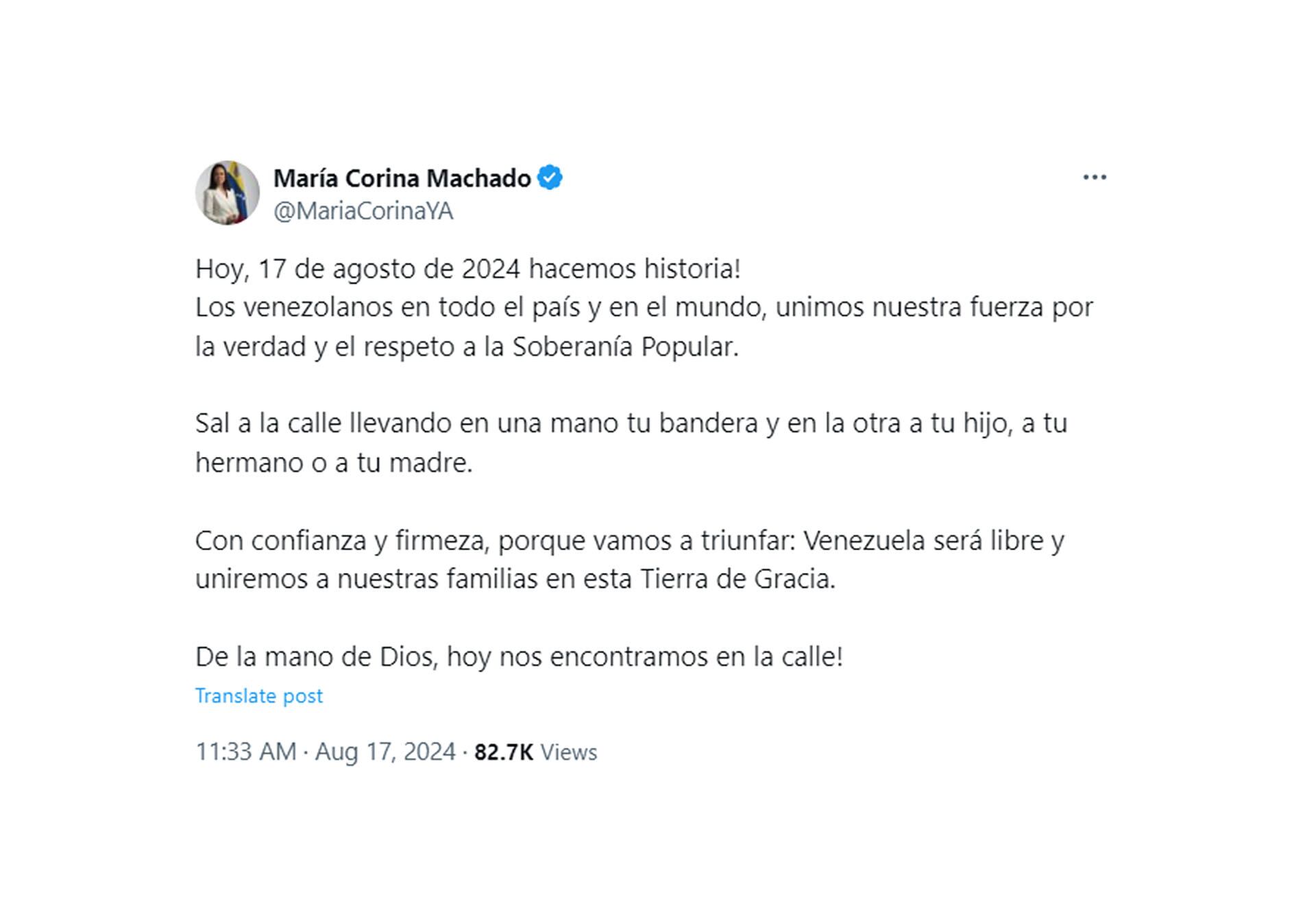 corina machado tuit