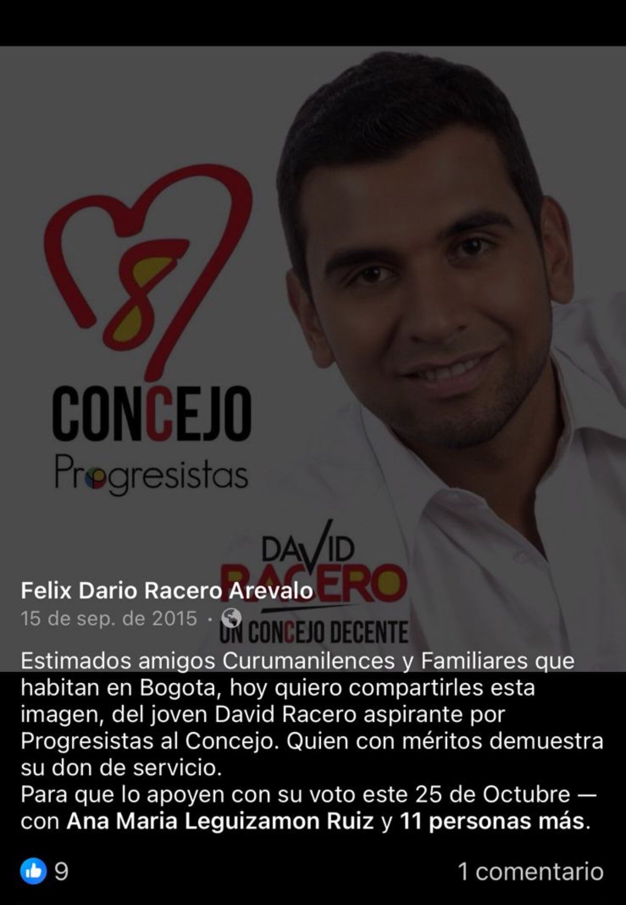 Familiar de David Racero le hizo campaña en su aspiración al concejo de Curumaní