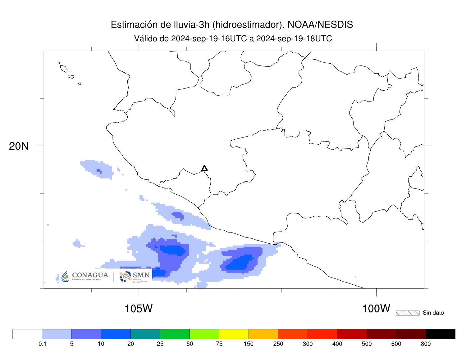 Imagen 3: Hidroestimador de las últimas tres horas.