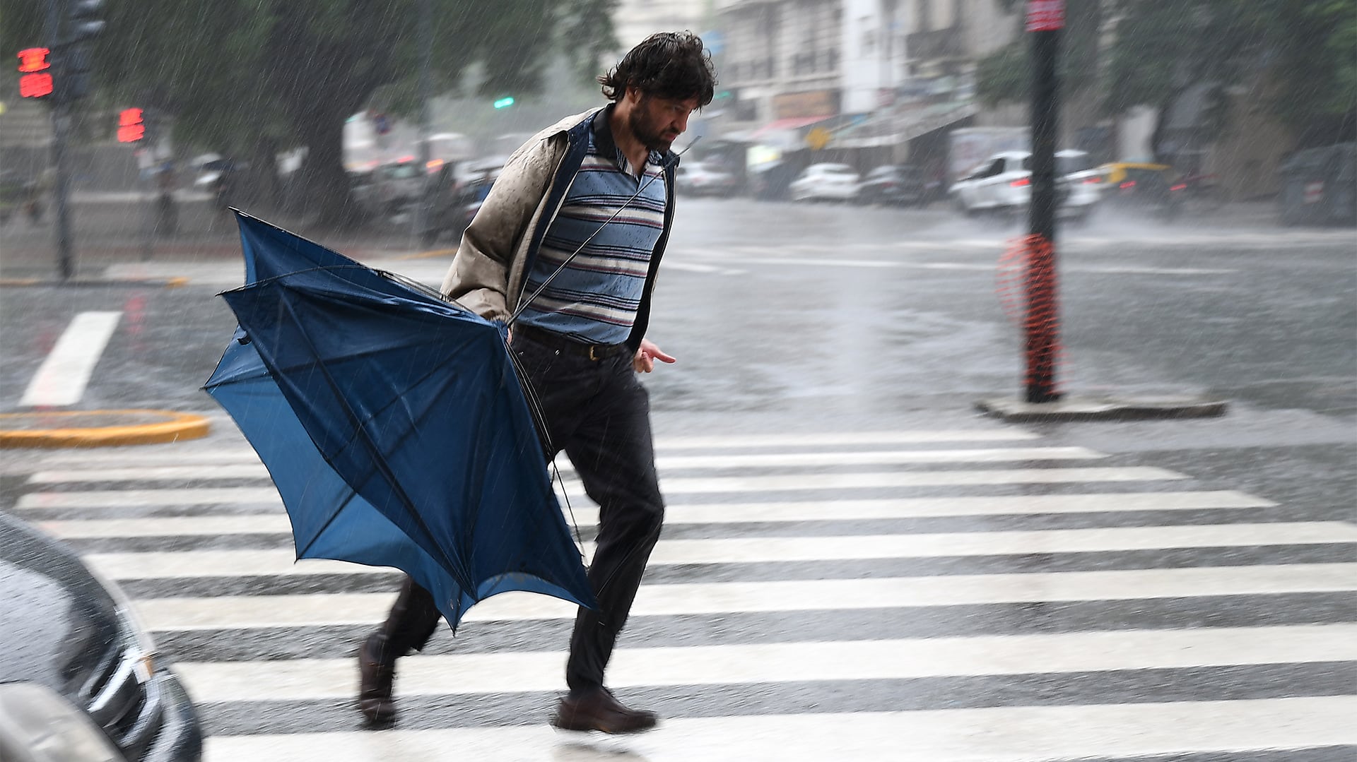 Se esperan fuertes ráfagas de viento y lluvias en la provincia de Buenos Aires para este jueves (Télam)