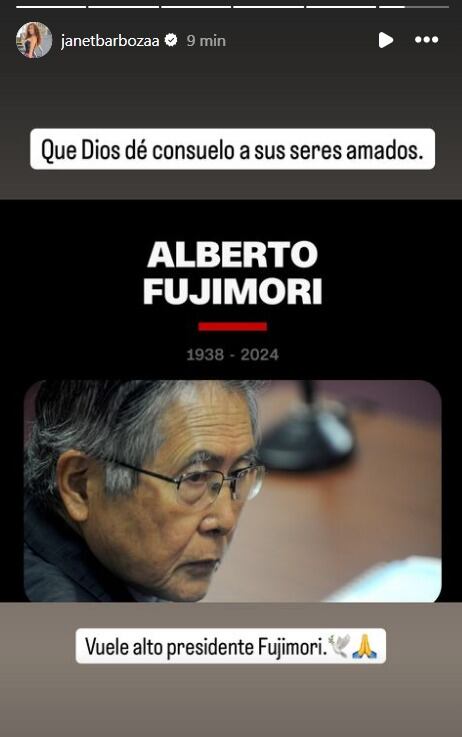 Janet Barbosa y su sensible despedida a Alberto Fujimori.