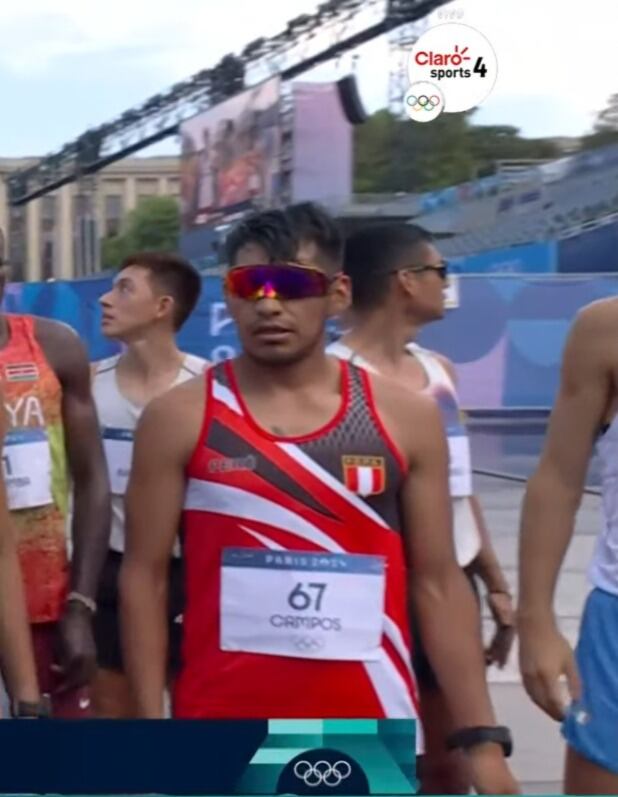 Luis Henry Campos y César Rodríguez compiten por el Perú en la prueba de 20 km de marcha masculina.