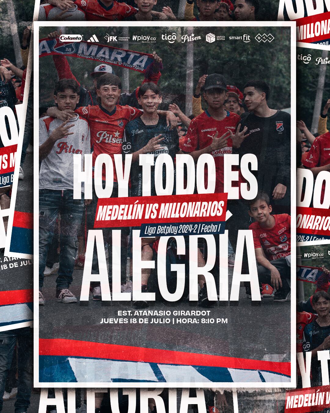 "Hoy todo es alegría" el mensaje de la cuenta oficial del Medellín para presentar el partido de esta noche ante Millonarios - crédito @DIM_Oficial / X