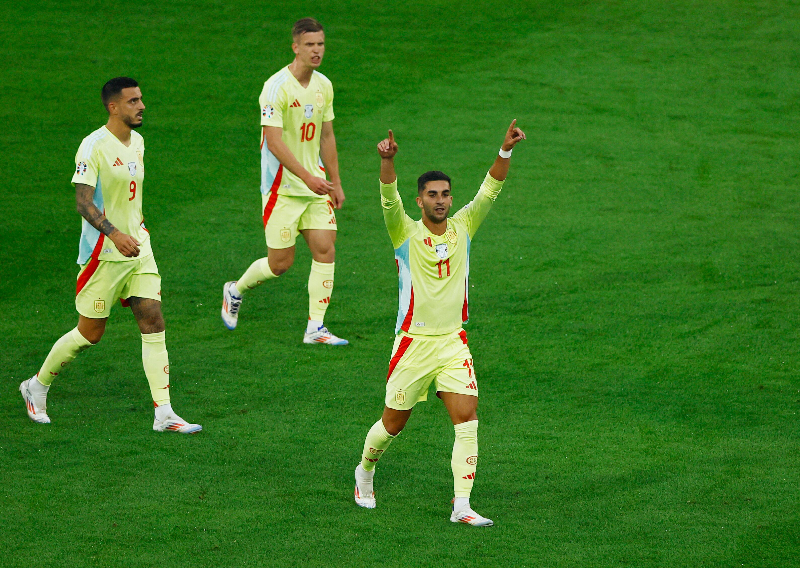 Ferrán Torres celebrando el gol de España ante Albania (REUTERS/Thilo Schmuelgen)