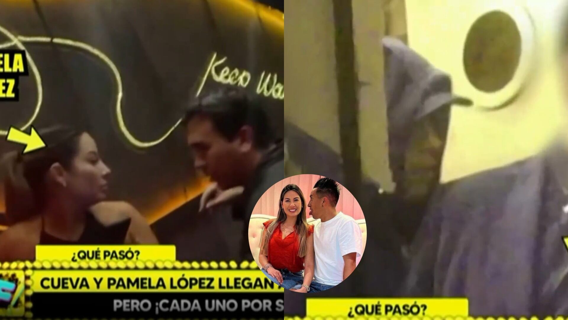 Pamela López celebra con extraño en discoteca mientras Christian Cueva la sigue encapuchado.