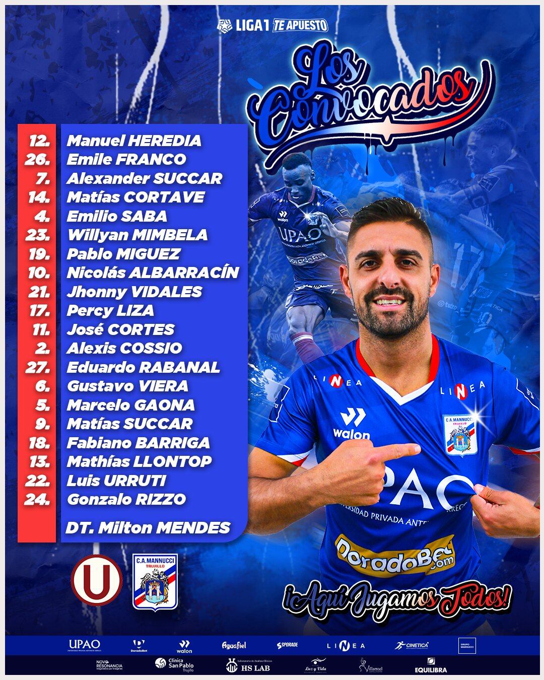 Convocados de Mannucci para el duelo con Universitario por Torneo Clausura 2024.