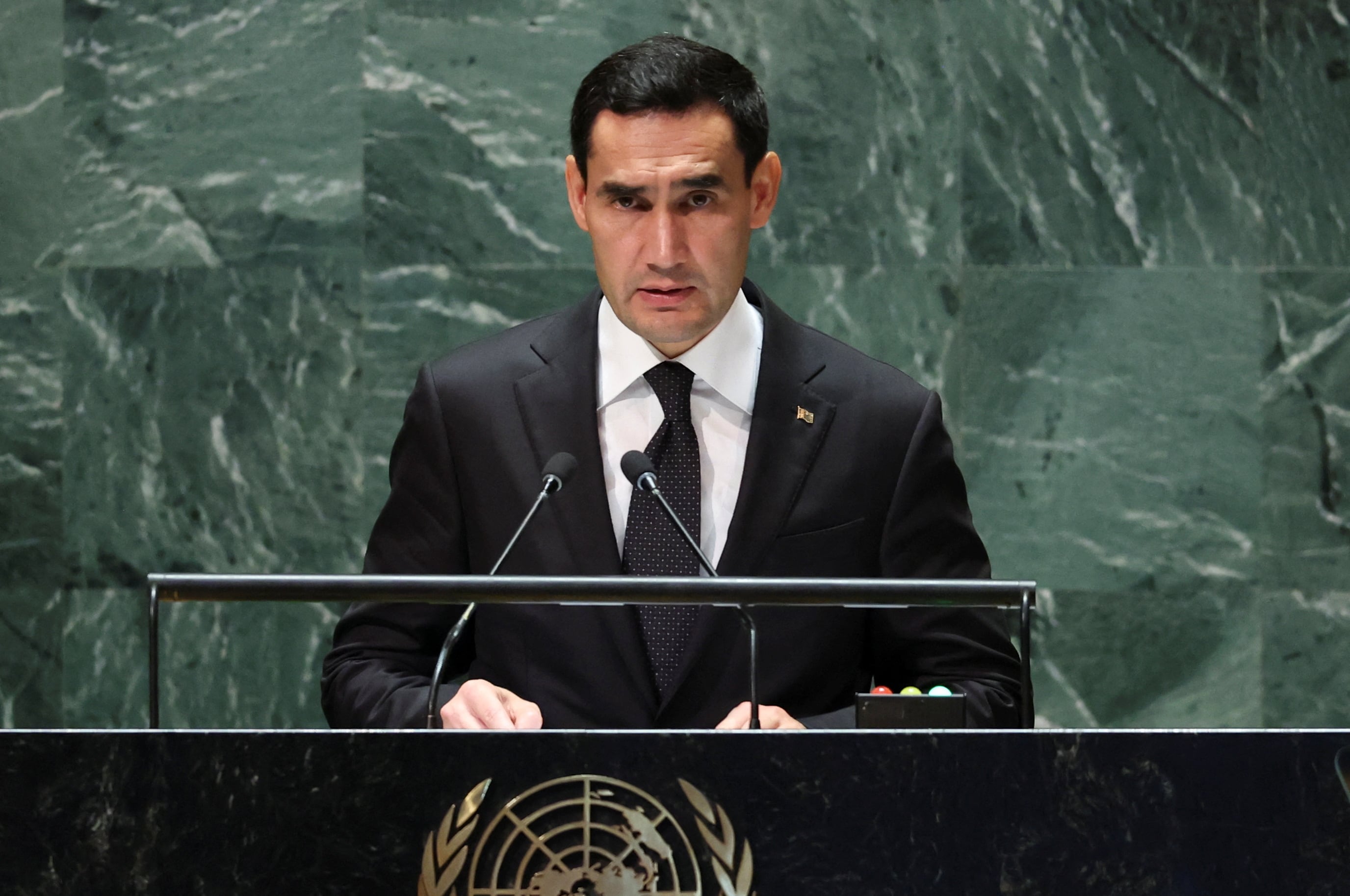 Turkmenistan's President Serdar Berdimuhamedow addresses the 78th Session of the U.N. General Assembly in New York City, U.S., September 19, 2023.  REUTERS/Mike Segar