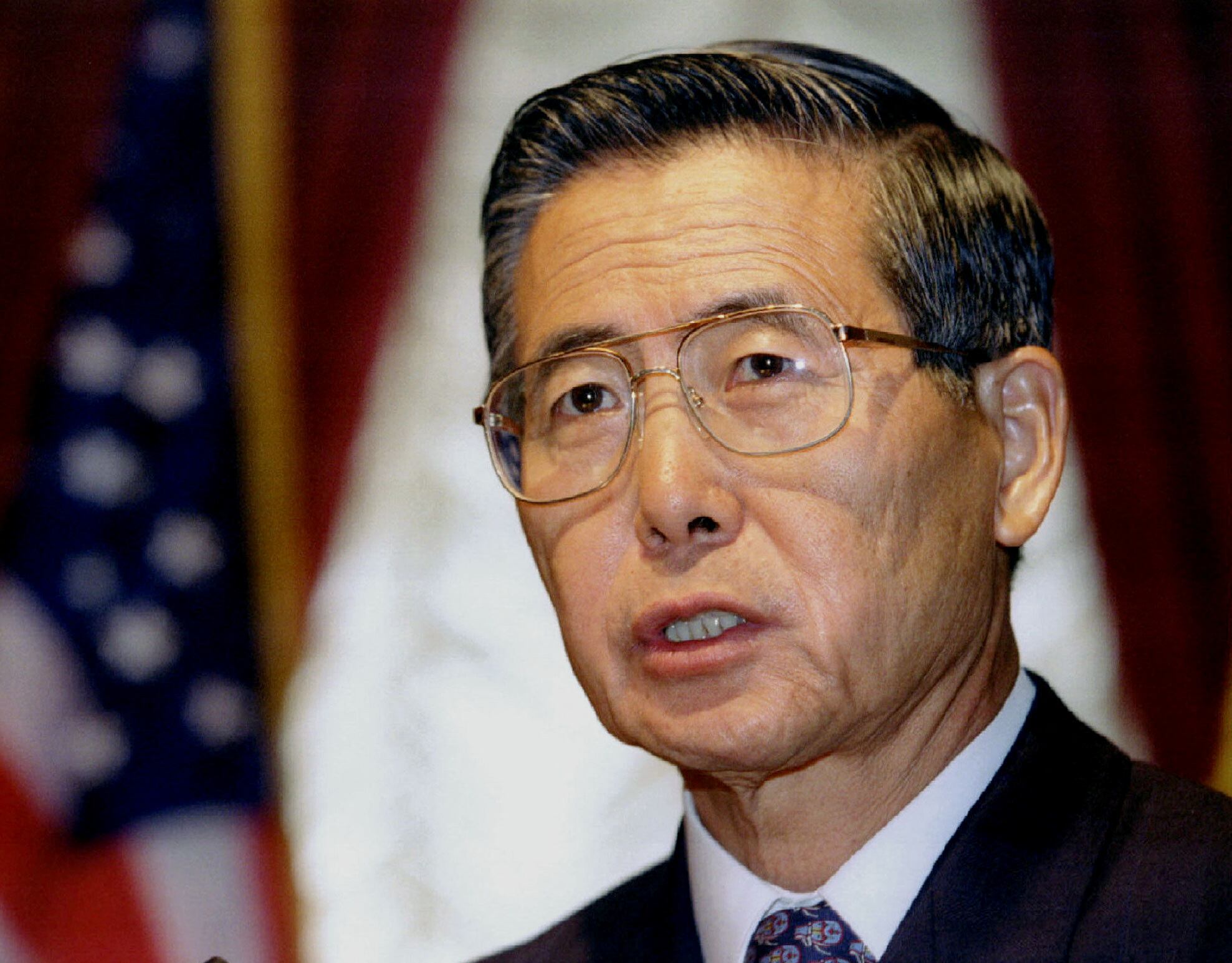 FILE PHOTO: President Alberto Fujimori of Peru speaks at a press conference in New York, U.S. May 20, 1996.   REUTERS/Peter Morgan/File Photo