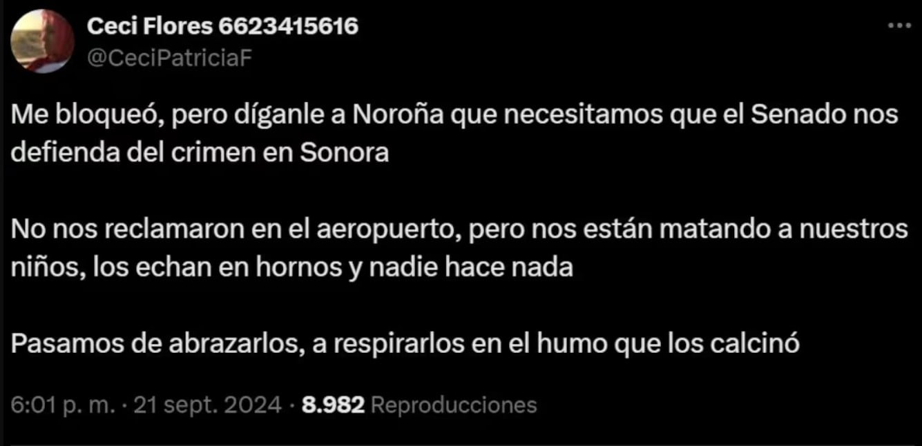 La activista denunció que el ahora titular del Senado no quiso responder a sus peticiones.