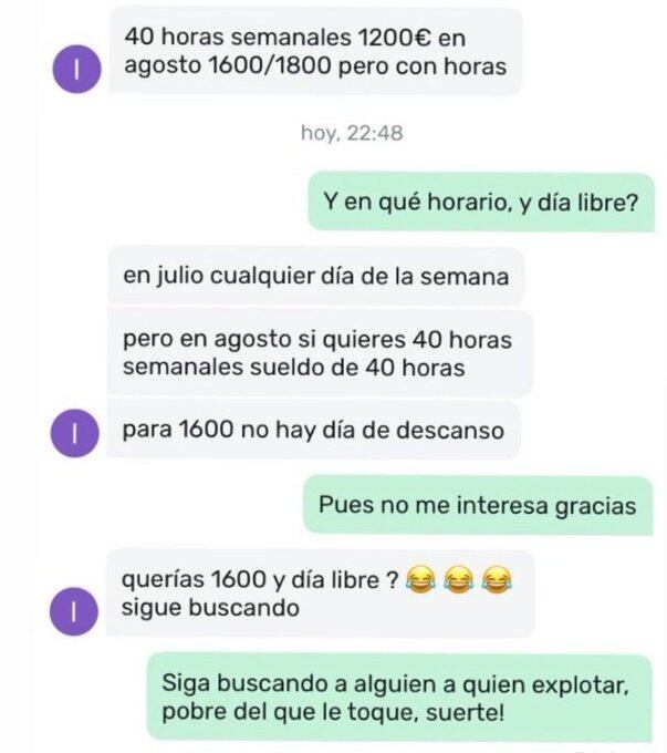 La oferta laboral que ha indignado a las redes sociales ('Soy Camarero')