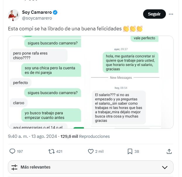 Última polémica de 'Soy Camarero' (Captura  de X)