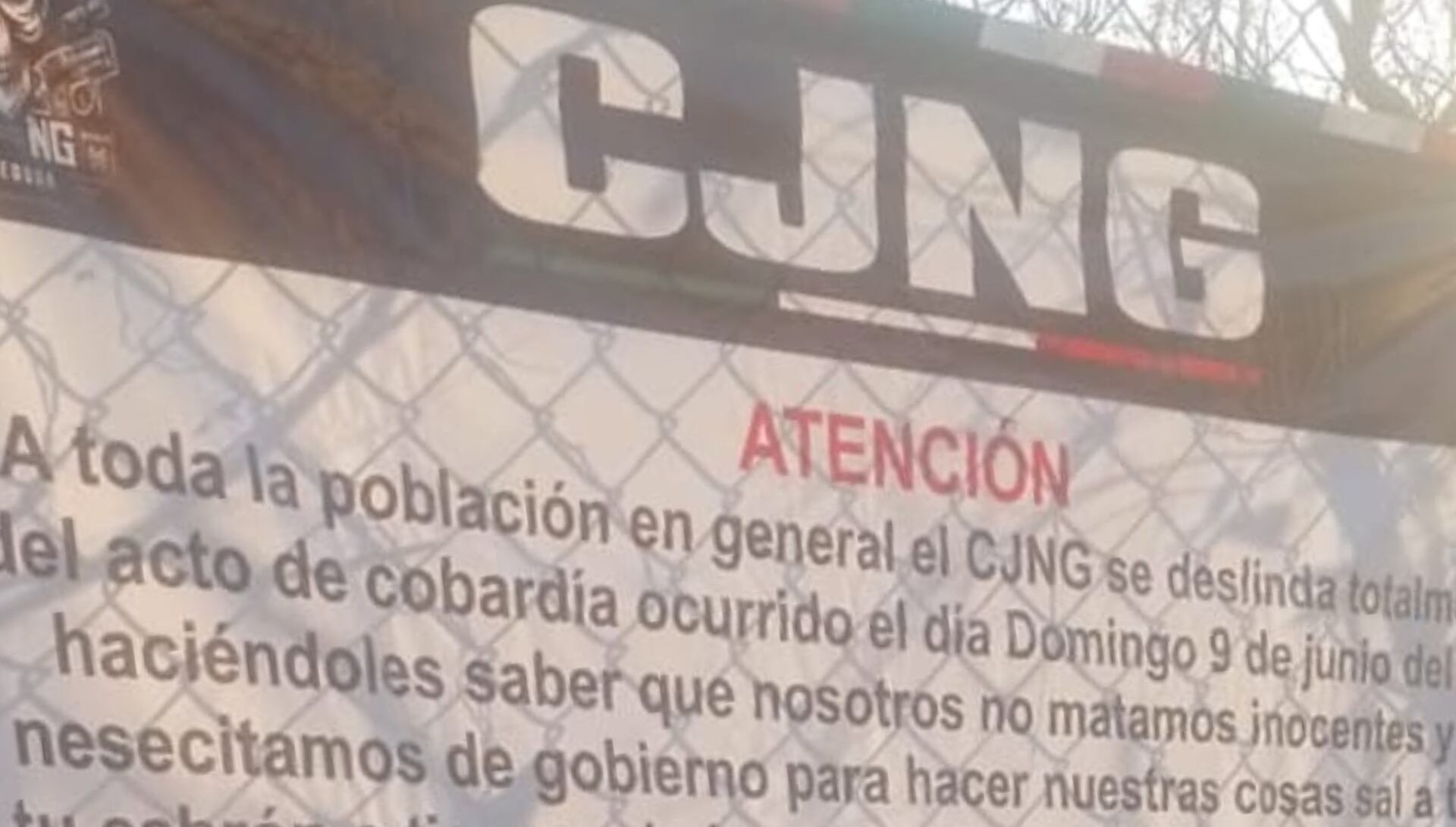 Uno de los mensajes difundidos por el CJNG en León. (Especial)