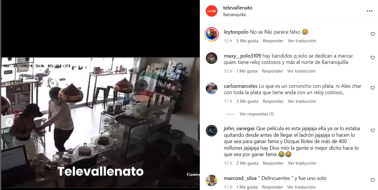 Publicación del video en el que asaltan a Natalia Curvelo