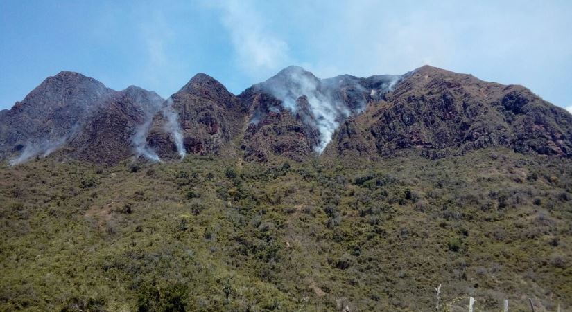 A pesar de los esfuerzos conjuntos de más de 243 bomberos y brigadistas, las difíciles condiciones climáticas complican el control de los incendios en Tolima y Huila - crédito @FuerzasMilCol/X