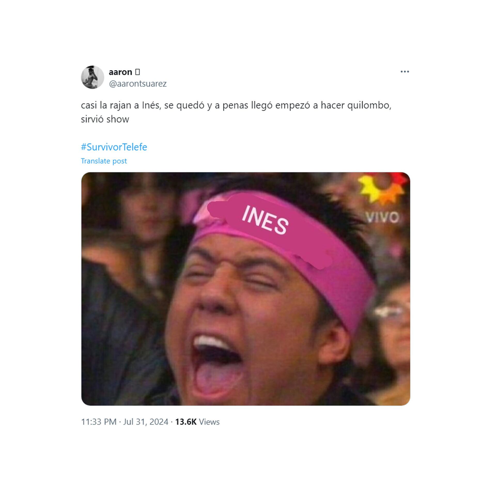 Reacciones del exabrupto de Inés en Survivor tuits