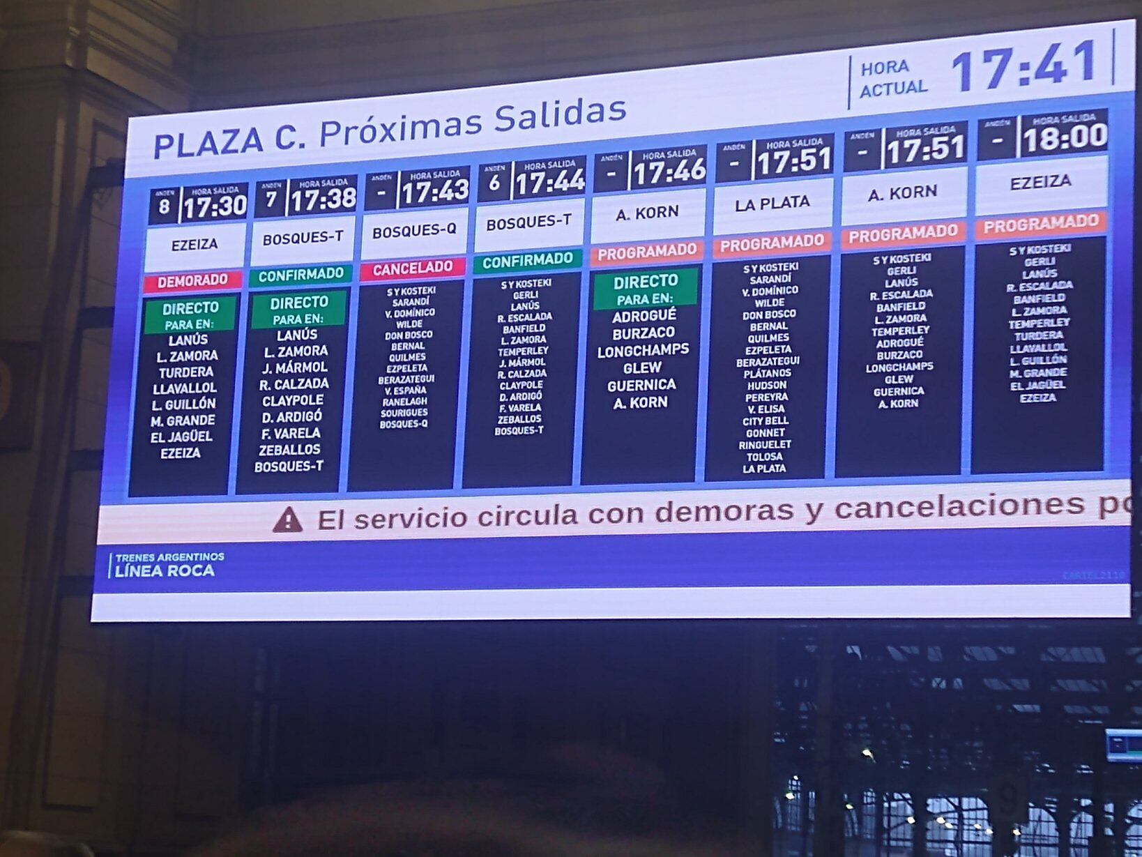 Actualización servicios tren Roca