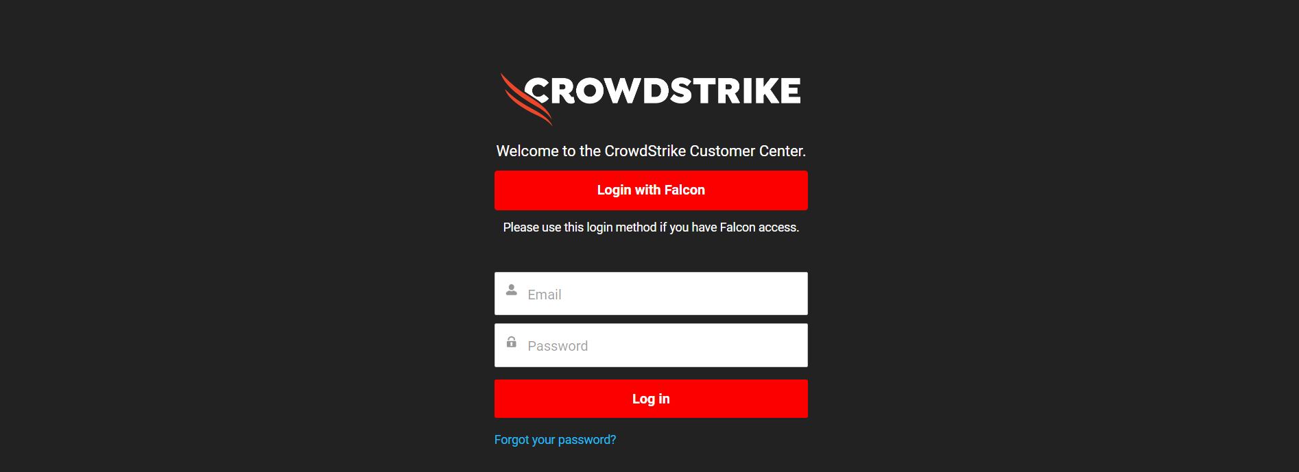 Los usuarios tienen que iniciar sesión para reportar una falla. (CrowdStrike)