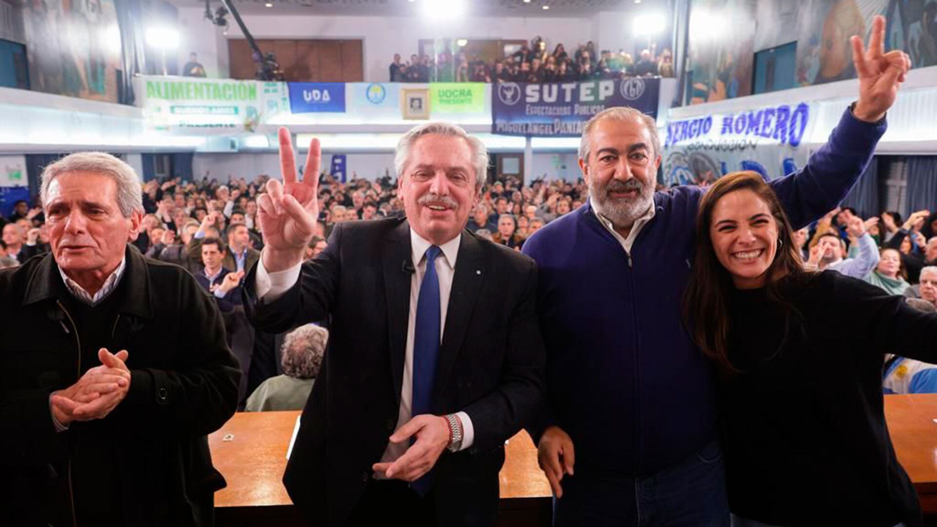 Carlos Acuña, Hector Daer, Alberto Fernandez y Daniela Merino