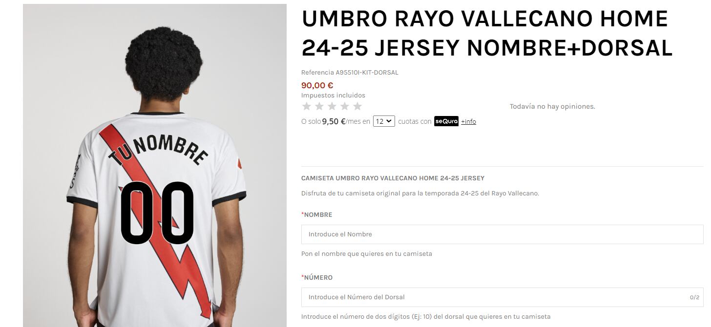 Camiseta de Rayo Vallecano temporada 2024/2025 - crédito Rayo Vallecano