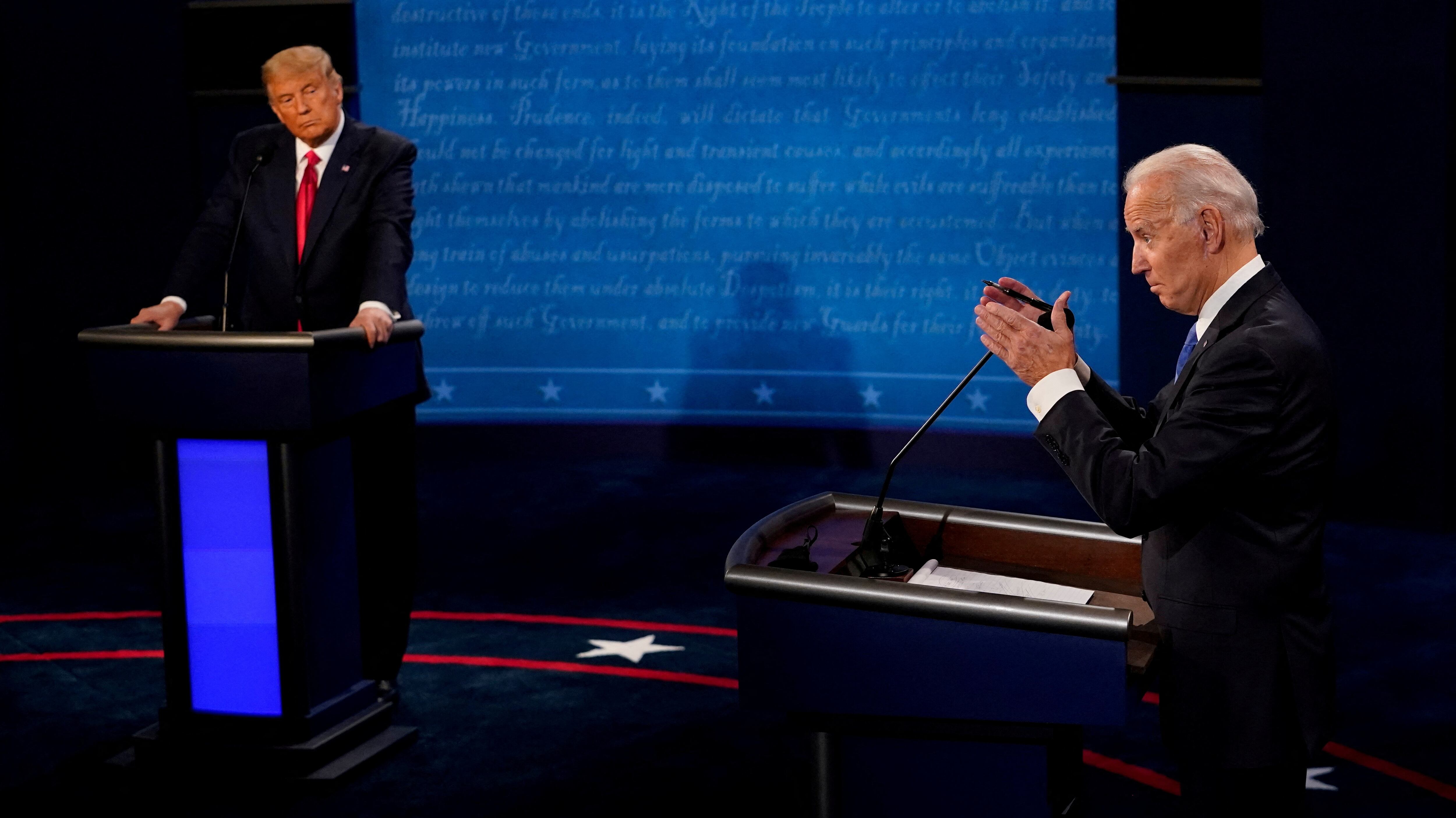 Joe Biden y Donald Trump durante el último debate que protagonizaron en octubre de 2020