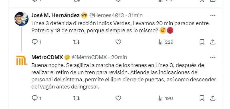 servicio Metro CDMX - 13 agosto