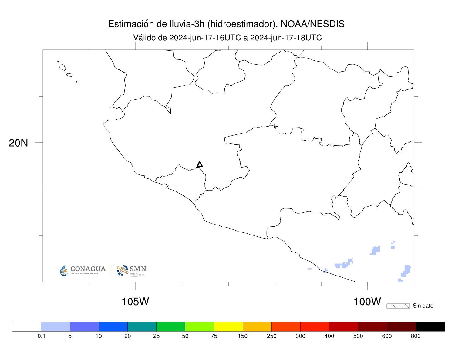 Imagen 3: Hidroestimador de las últimas tres horas.