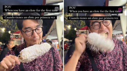 Japonés se viraliza al llevarse desafortunada primer experiencia al probar un elote mexicano