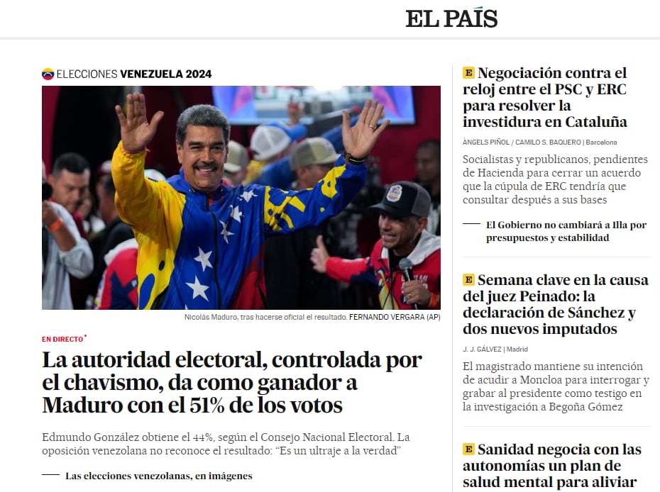 Así destacaron los principales medios internacionales el fraude electoral perpetrado por Nicolás Maduro en Venezuela