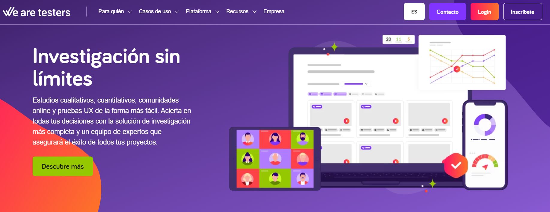 La plataforma realiza encuestas con el fin de hacer estudios de mercado. (We are testers)