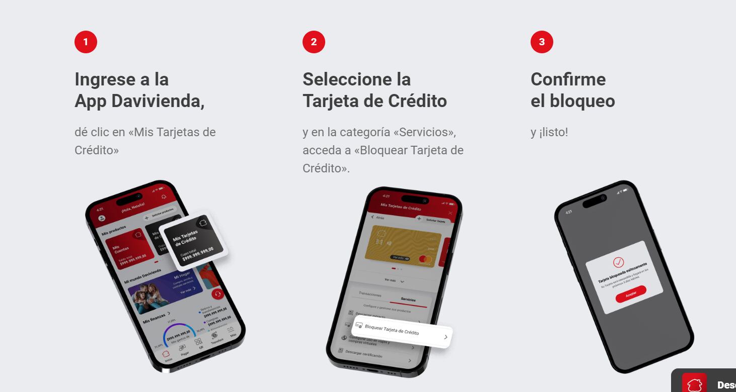 Este es el paso a paso para bloquear una tarjeta en Davivienda - crédito Davivienda