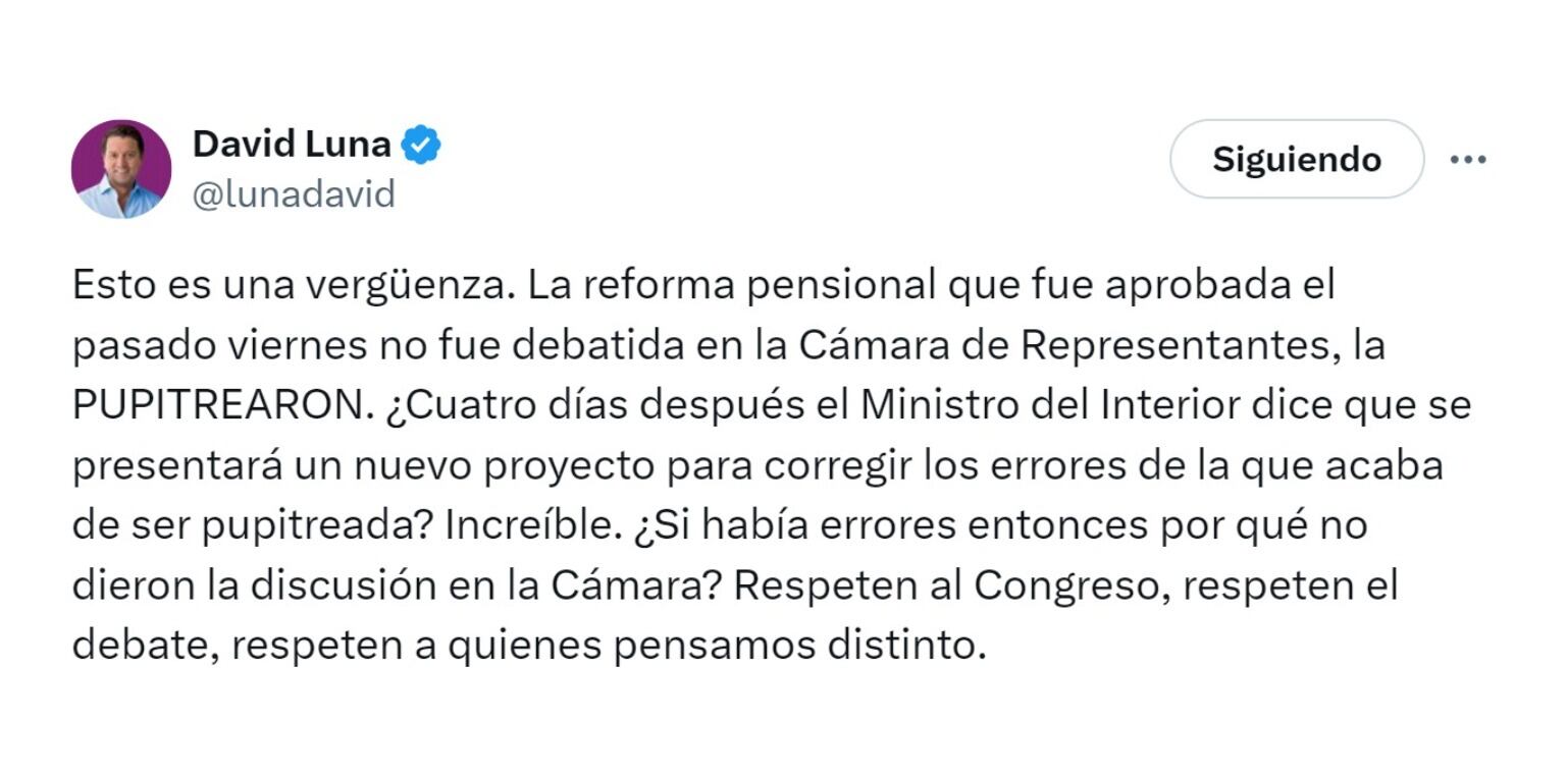 David Luna y sus críticas al ministro del Interior