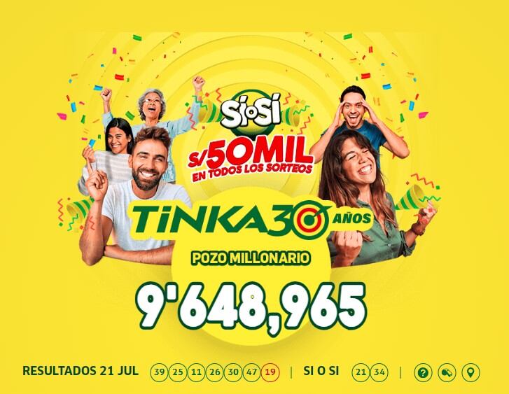 La Tinka: video de la jugada ganadora y resultados del sorteo del domingo 21 de julio de 2024