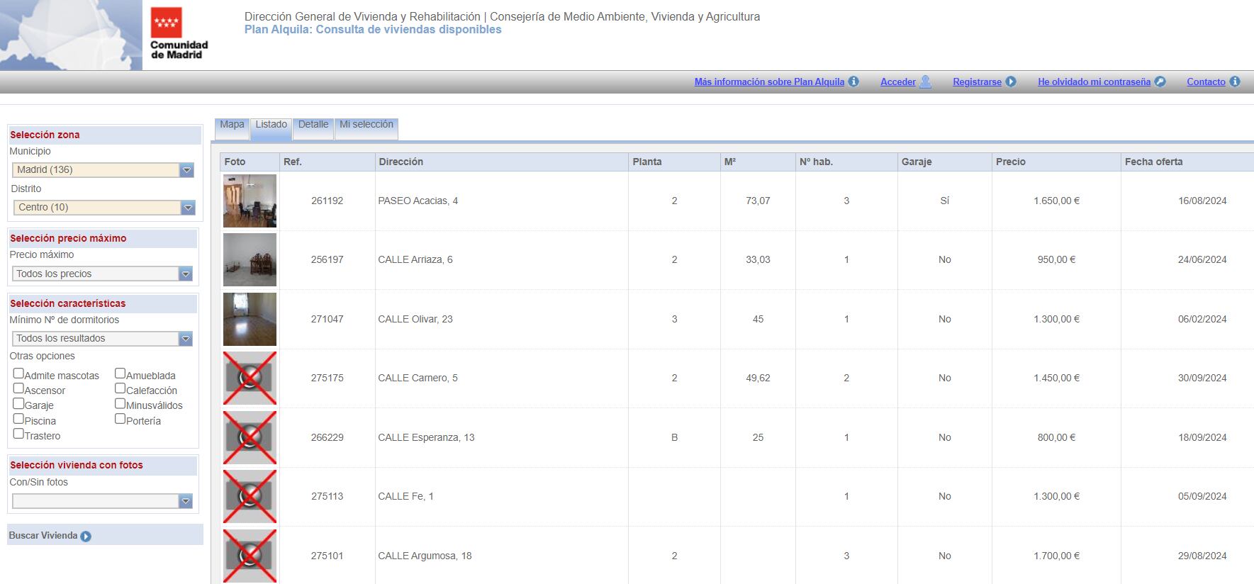 La web del Plan Alquila