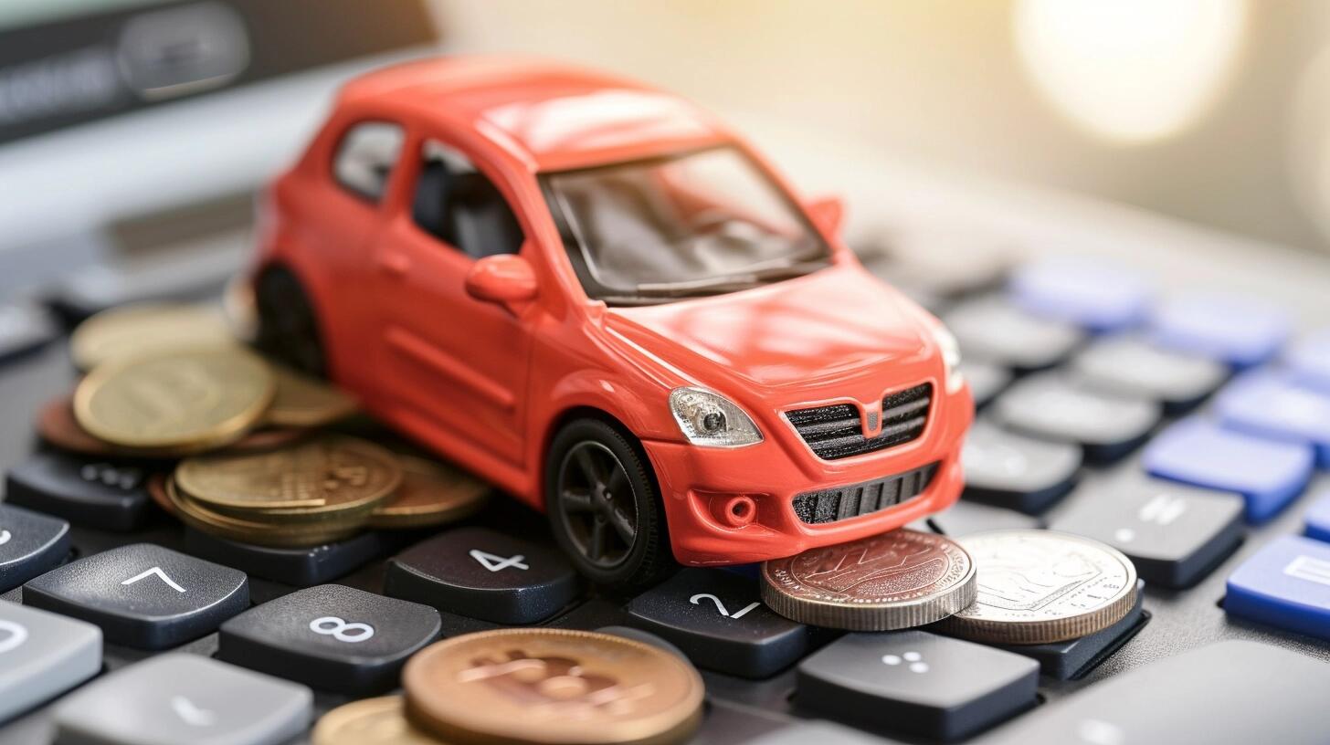 Concepto de costos en la industria automotriz, con un vehículo en miniatura sobre una calculadora y dinero, representando la planificación financiera y el impacto económico en el sector de automóviles. (Imagen ilustrativa Infobae)