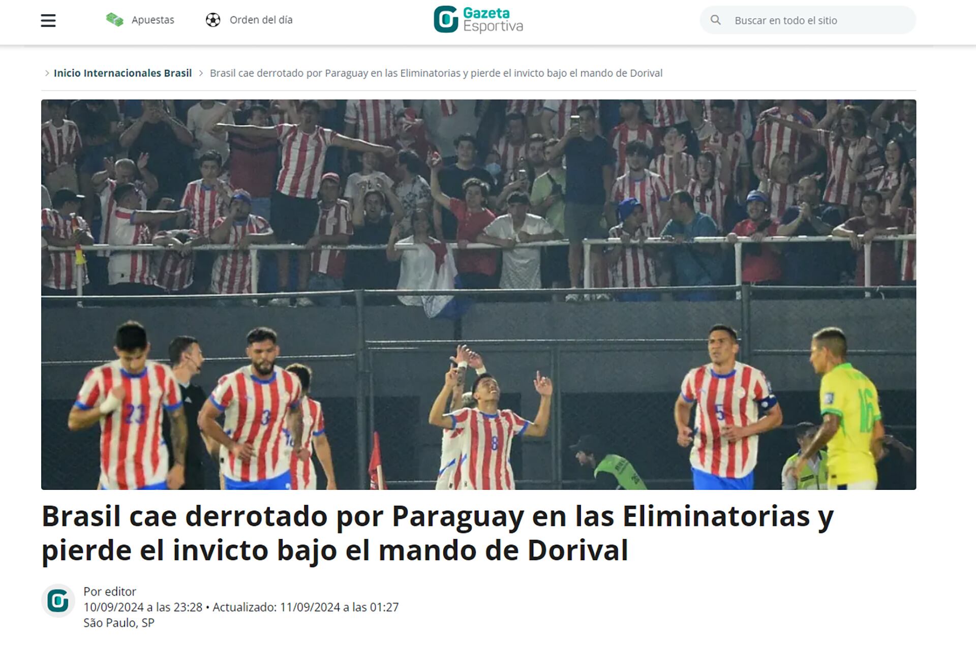 Críticas de la prensa tras la derrota de Brasil en Paraguay