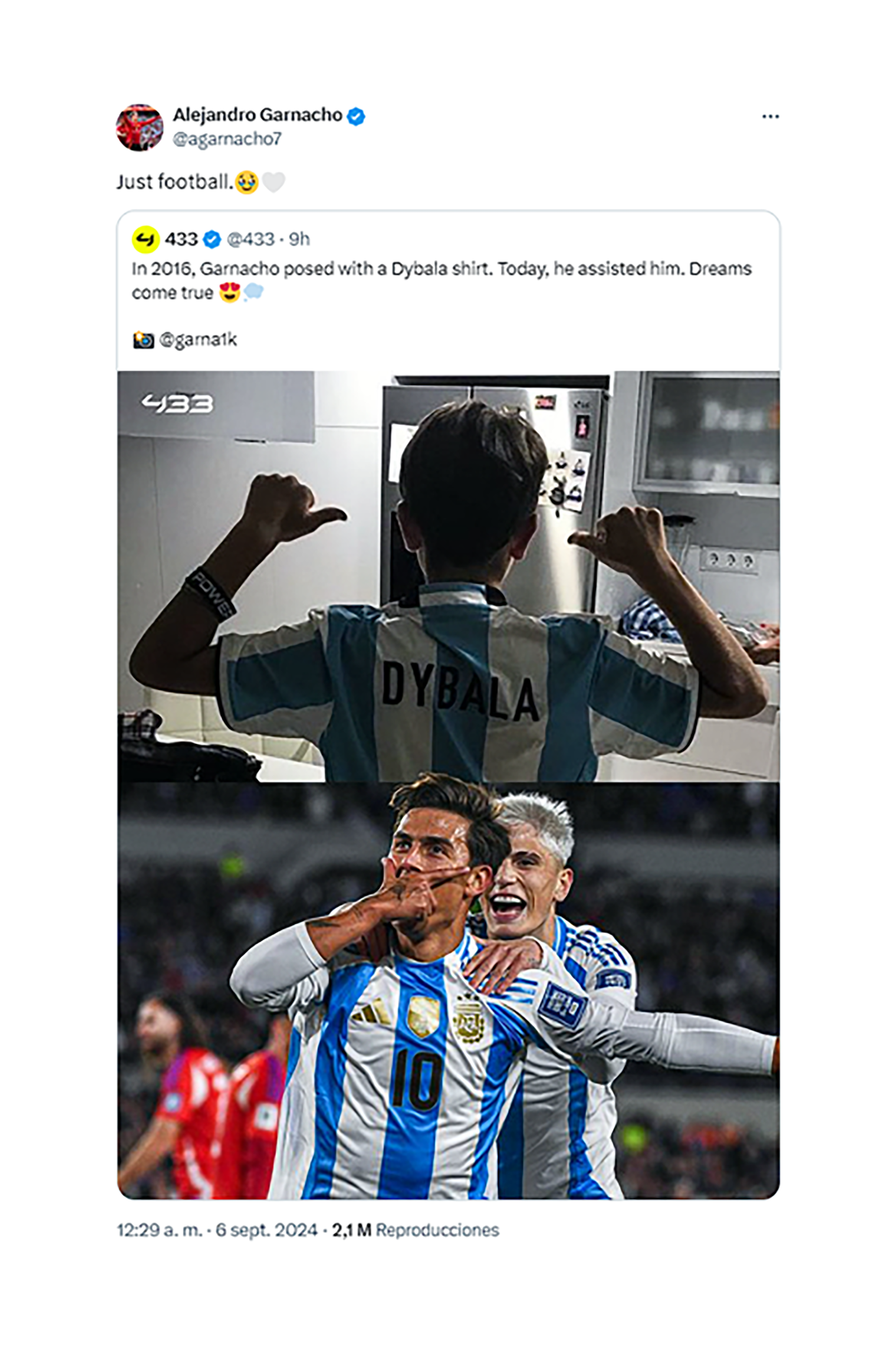 La relación de Alejandro Garnacho con Paulo Dybala