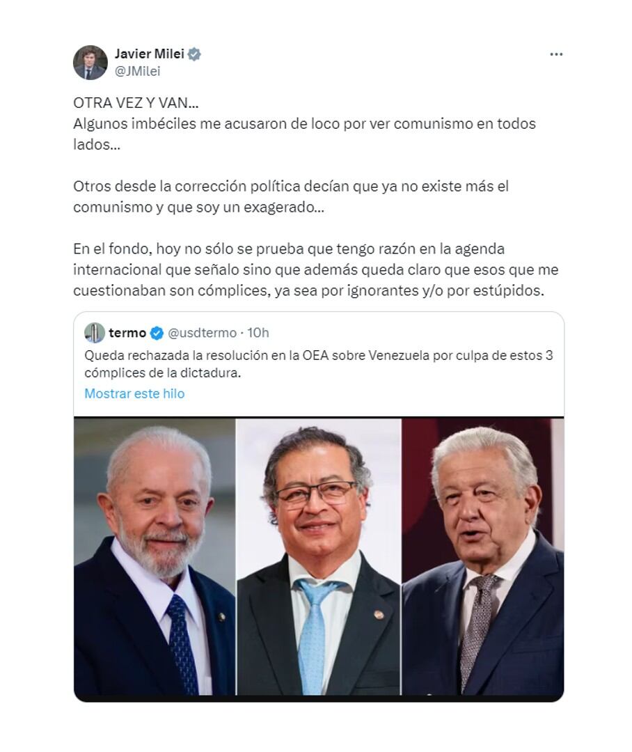 Milei - Petro - Lula - López Obrador