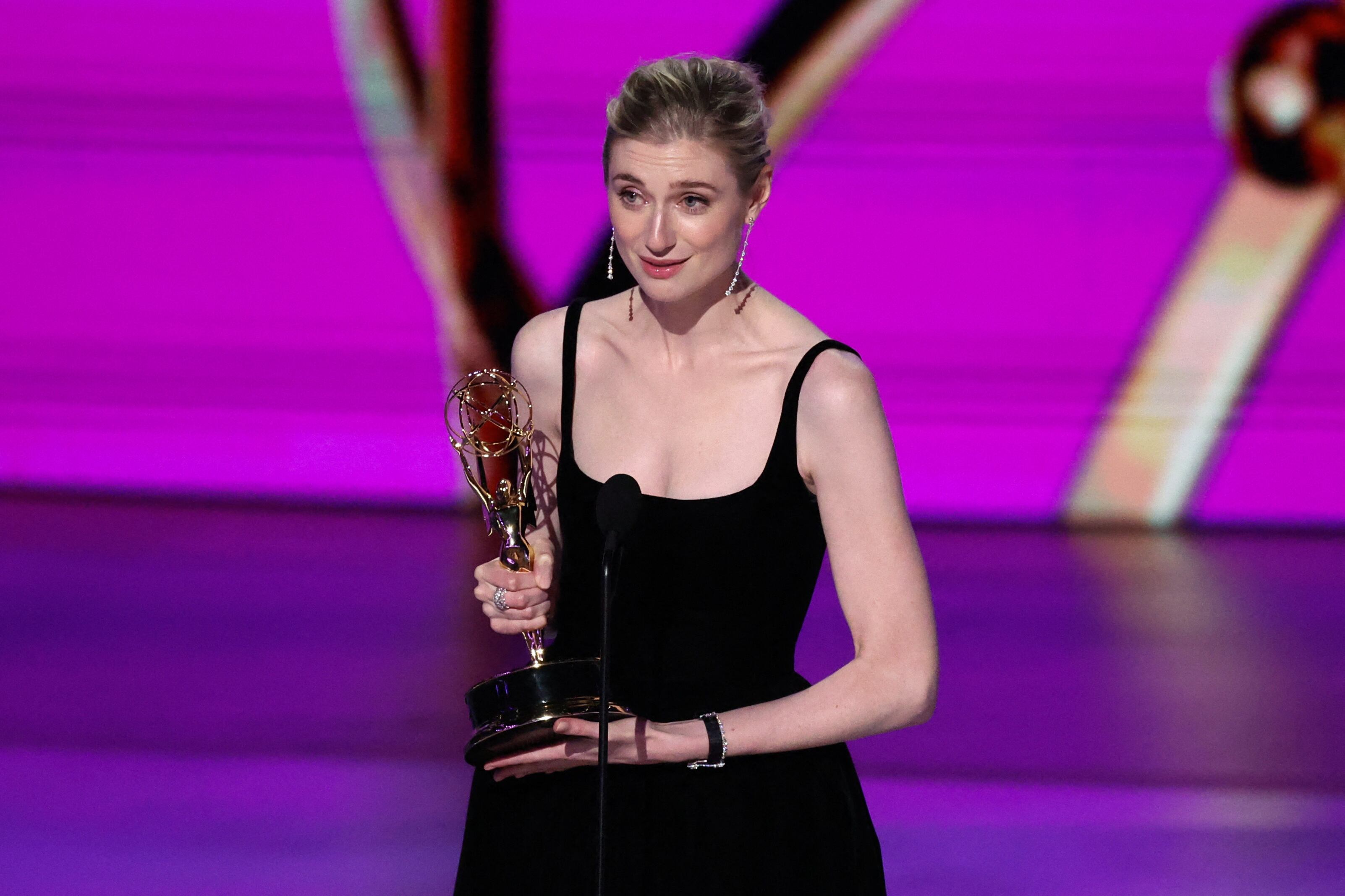 Elizabeth Debicki receives the Best Supporting Actress in a Drama Series award for her work in "The Crown" at the 76th Primetime Emmy Awards in Los Angeles, California, U.S., September 15, 2024. REUTERS/Mario Anzuoni