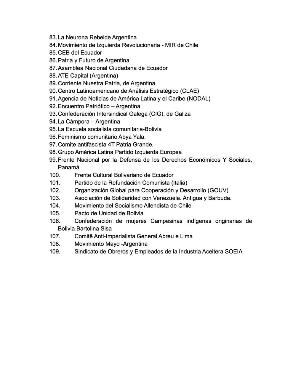 La dictadura de Maduro difundió un listado con más de 100 organizaciones que habrían apoyado al régimen