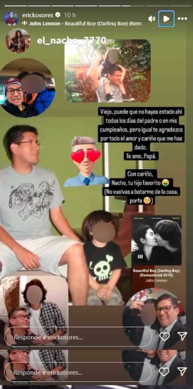 Erick Osores se conmueve al recibir emotivo mensaje de su hijo por su día: “Te amo, papá”