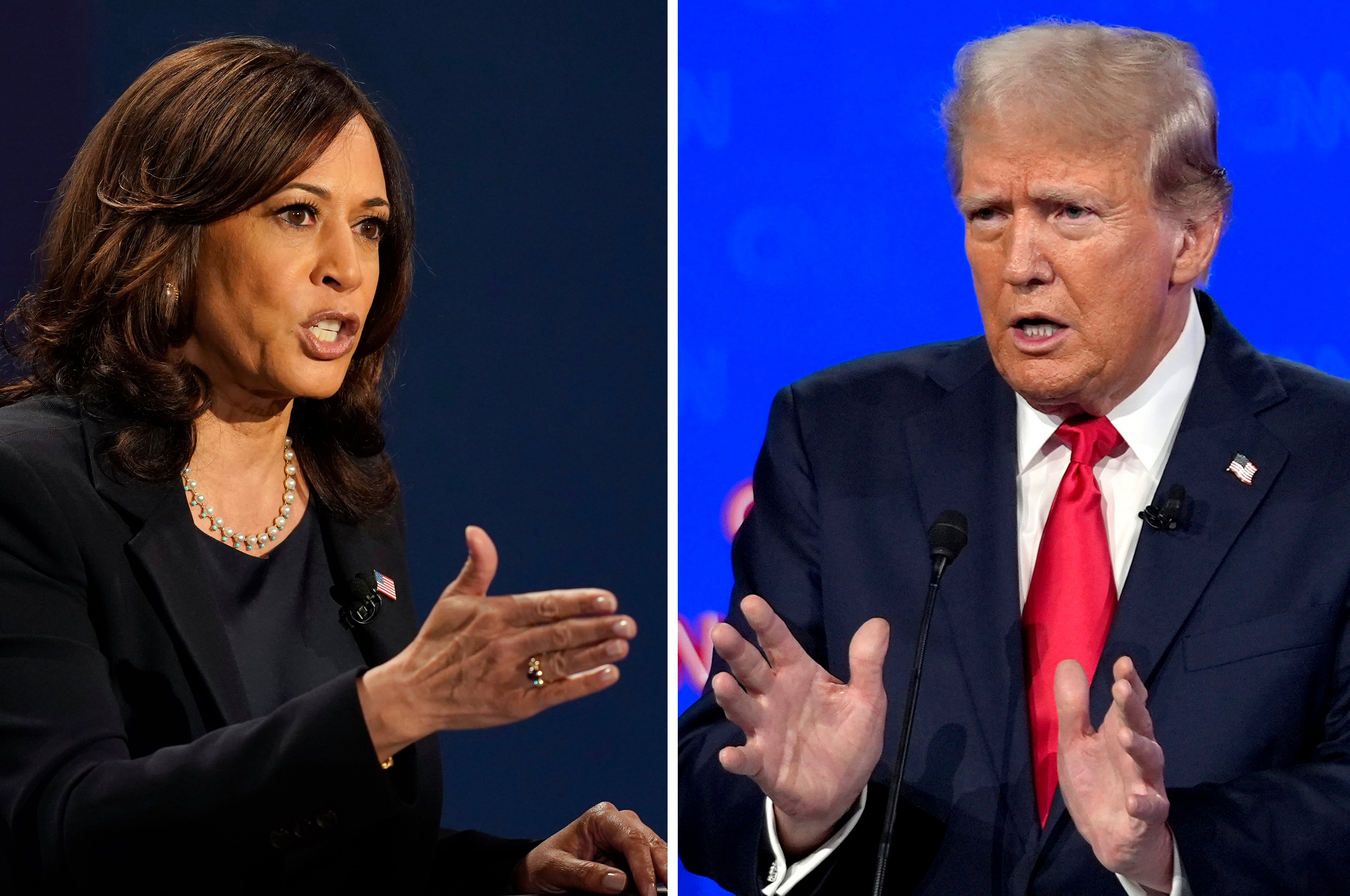 La candidata demócrata, Kamala Harris, y el candidato presidencial republicano, Donald Trump  (AP Foto)